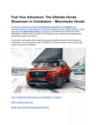 Fuel Your Adventure_ The Ultimate Honda Showroom in Coimbatore – Manchester Honda