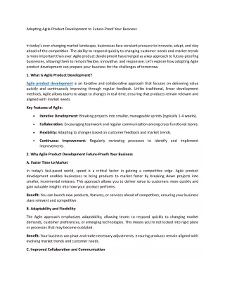 adopting agile product development to future