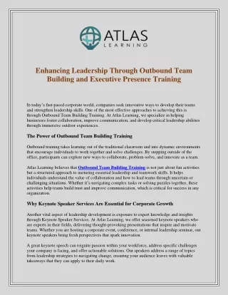 Enhancing Leadership Through Outbound Team Building and Executive Presence Training