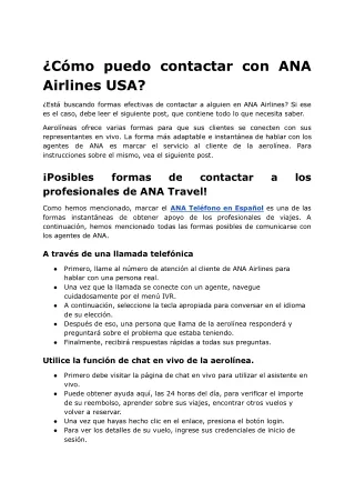 ¿Cómo puedo contactar con ANA Airlines USA?