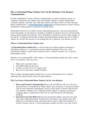 How a Switzerland Phone Number List Can Revolutionize Your Business Communication