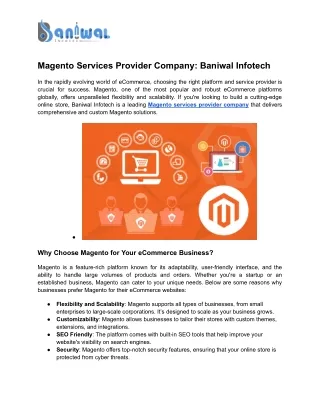 magento services provider company baniwal infotech