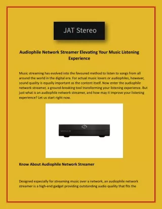 Audiophile Network Streamer Elevating Your Music Listening Experience