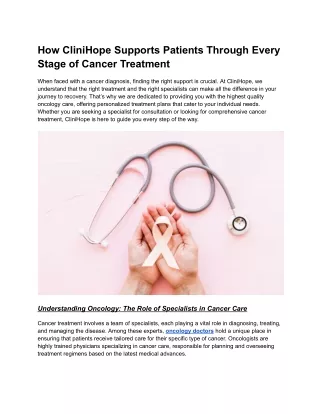 How CliniHope Supports Patients Through Every Stage of Cancer Treatment