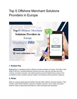 Top 5 Offshore Merchant Solutions Providers in Europe