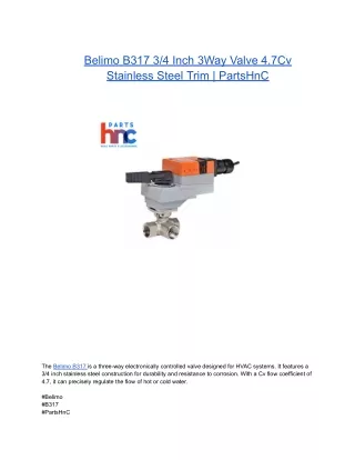 Belimo B317 3_4 Inch 3Way Valve 4.7Cv Stainless Steel Trim _ PartsHnC