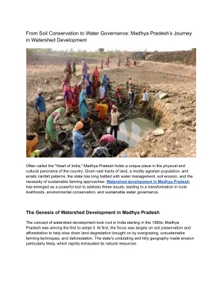 From Soil Conservation to Water Governance_ Madhya Pradesh’s Journey in Watershed Development
