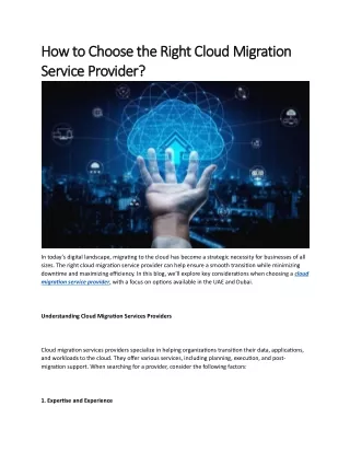 How to Choose the Right Cloud Migration Service Provider?