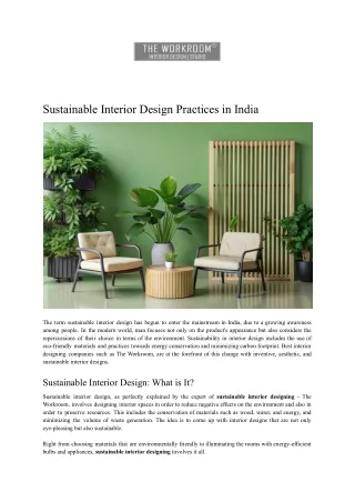 Sustainable Interior Design Practices in India