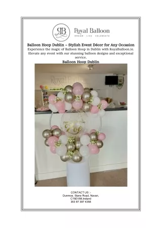 Balloon Hoop Dublin – Stylish Event Décor for Any Occasion