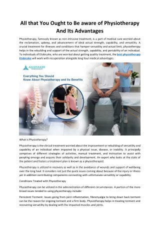 all that you ought to be aware of physiotherapy