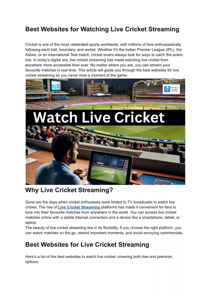 best websites for watching live cricket streaming