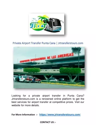 Private Airport Transfer Punta Cana | Jrtransferstours.com
