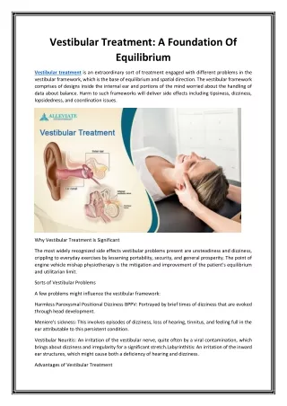 Vestibular Treatment: A Foundation Of Equilibrium