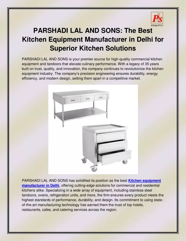 parshadi lal and sons the best kitchen equipment