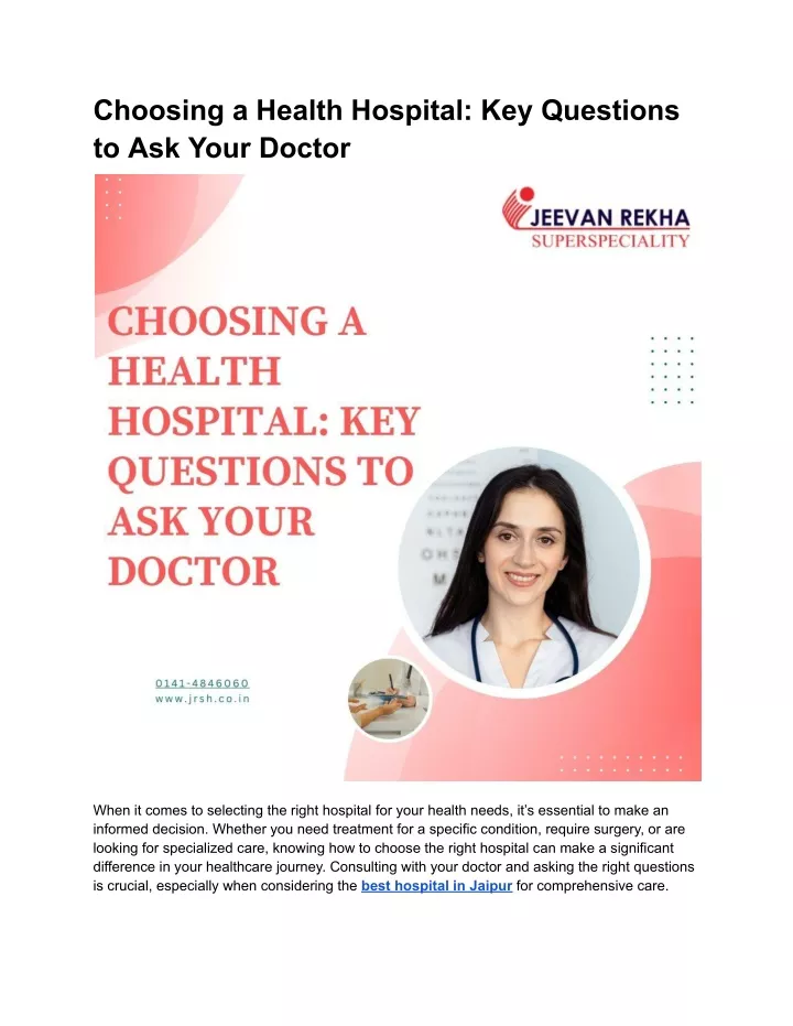 choosing a health hospital key questions