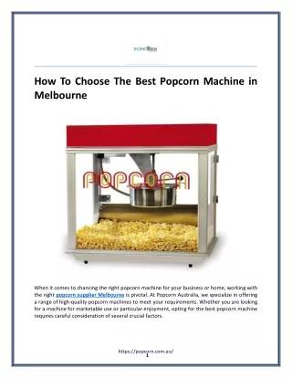 How To Choose The Best Popcorn Machine in Melbourne