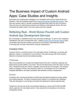 The Business Impact of Custom Android Apps - Case Studies and Insights