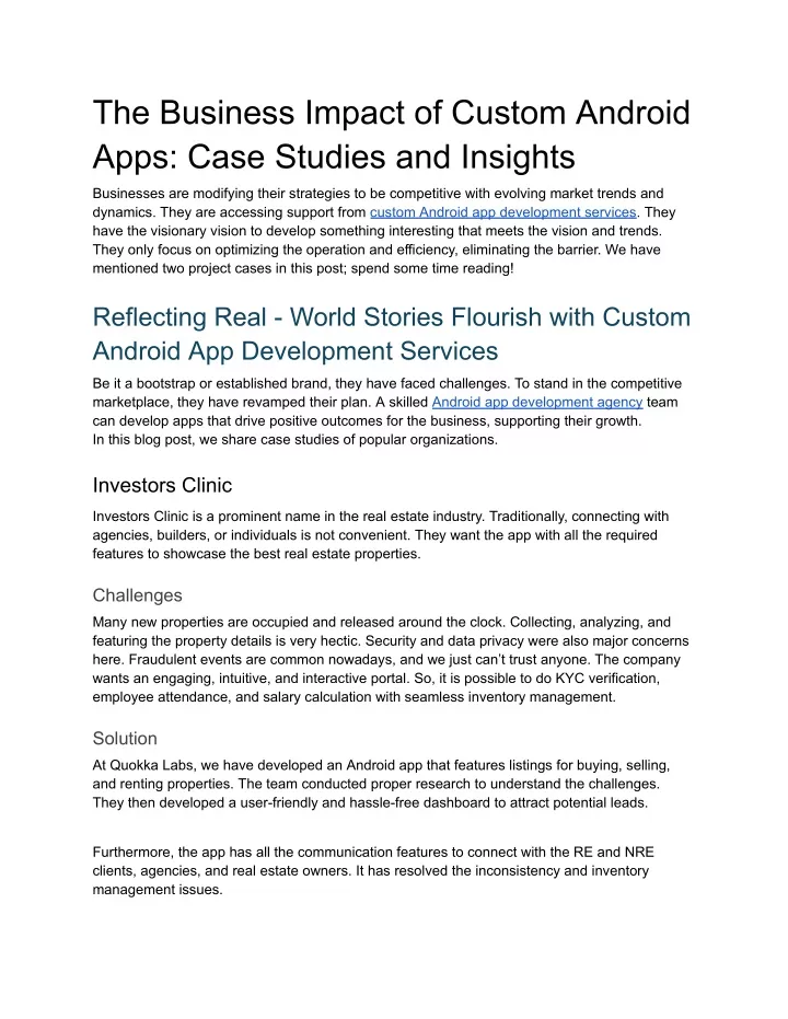 the business impact of custom android apps case