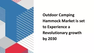Outdoor Camping Hammock Market is set to Experience a Revolutionary growth by 2030