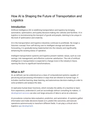 how ai is shaping the future of transportation
