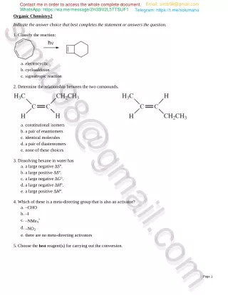 Test Bank for Organic Chemistry 7th edition by Loudon and Parise