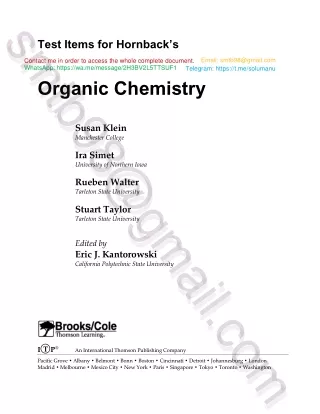 Test Bank for Organic Chemistry 2nd Edition by Hornback