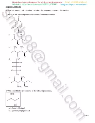 Test Bank for Organic Chemistry 8th Edition by Vollhardt and Schore