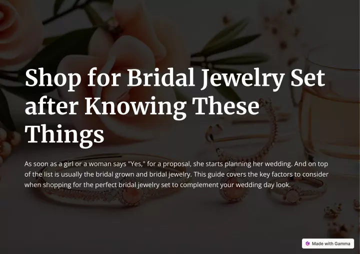 shop for bridal jewelry set after knowing these