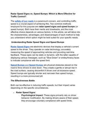 radar speed signs vs speed bumps which is more