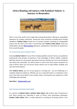 Africa Hunting | Zambezi Valley Safaris