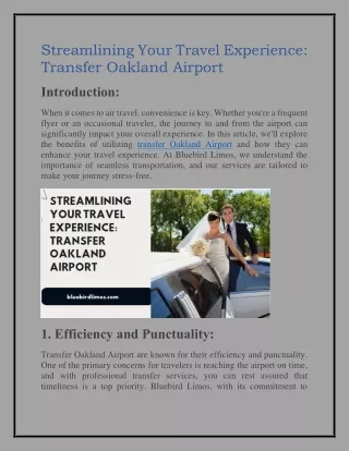 Streamlining Your Travel Experience Transfer Oakland Airport