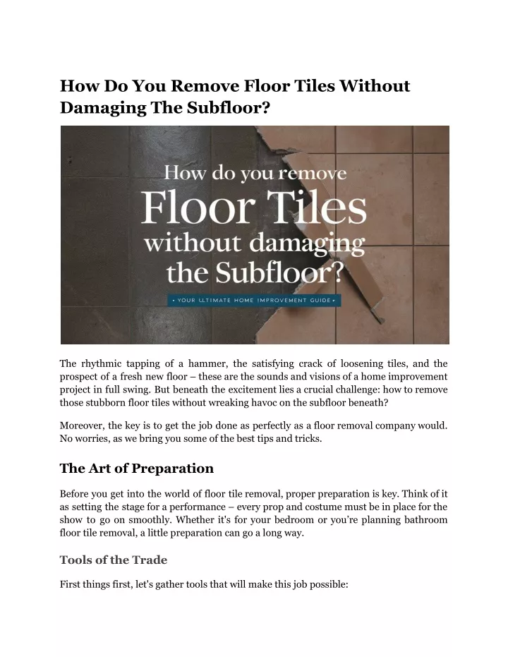 how do you remove floor tiles without damaging