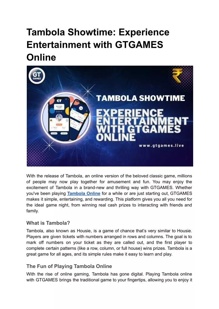 tambola showtime experience entertainment with