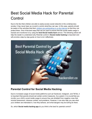 Best Social Media Hack for Parental Control