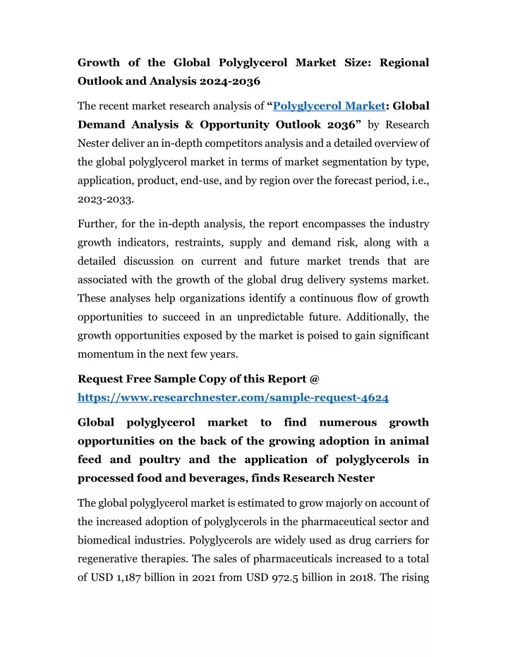 growth of the global polyglycerol market size