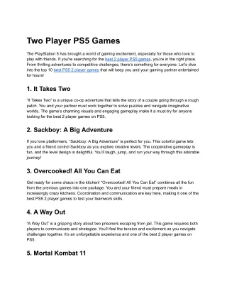 Two Player PS5 Games