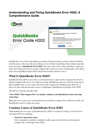 Resolve QuickBooks Error H202: Multi-User Fix Guide