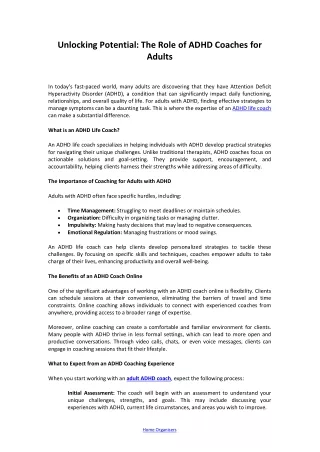 The Role of ADHD Coaches for Adults