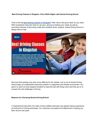 best driving classes in kingston drive skills