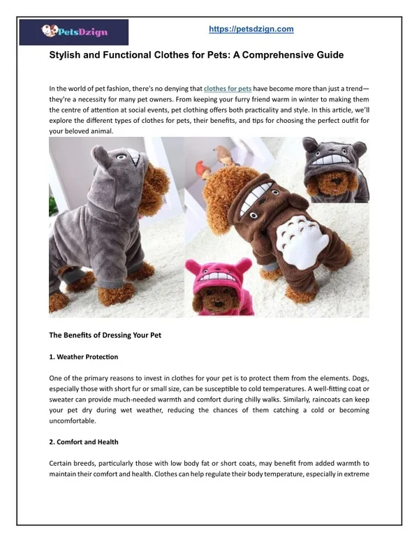 Stylish and Functional Clothes for Pets: A Comprehensive Guide
