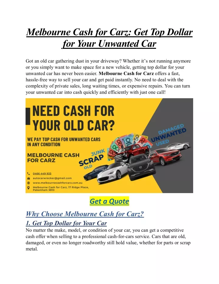 melbourne cash for carz get top dollar for your