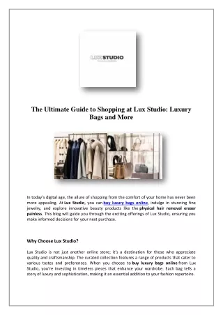 Buy Replica Bags | Lux Studio