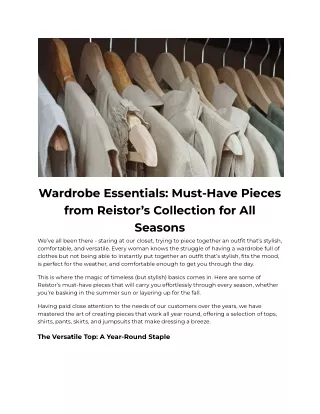 wardrobe essentials must have pieces from reistor