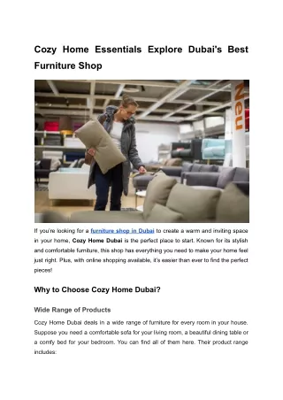 Cozy Home Essentials: Explore Dubai's Best Furniture Shop