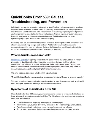 QuickBooks Error 539_ Causes, Troubleshooting, and Prevention