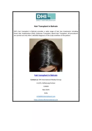 Hair Transplant in Bahrain