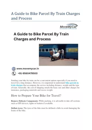 A Guide to Bike Parcel By Train Charges and Process