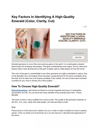 Key Factors In Identifying A High-Quality Emerald (Color, Clarity, Cut)