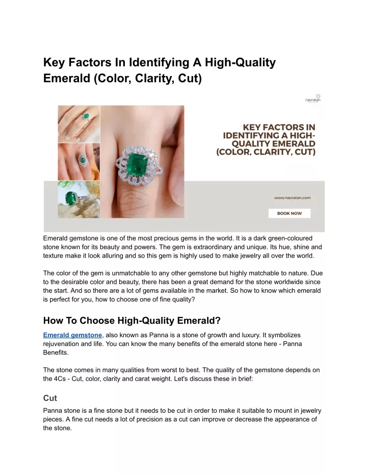 key factors in identifying a high quality emerald